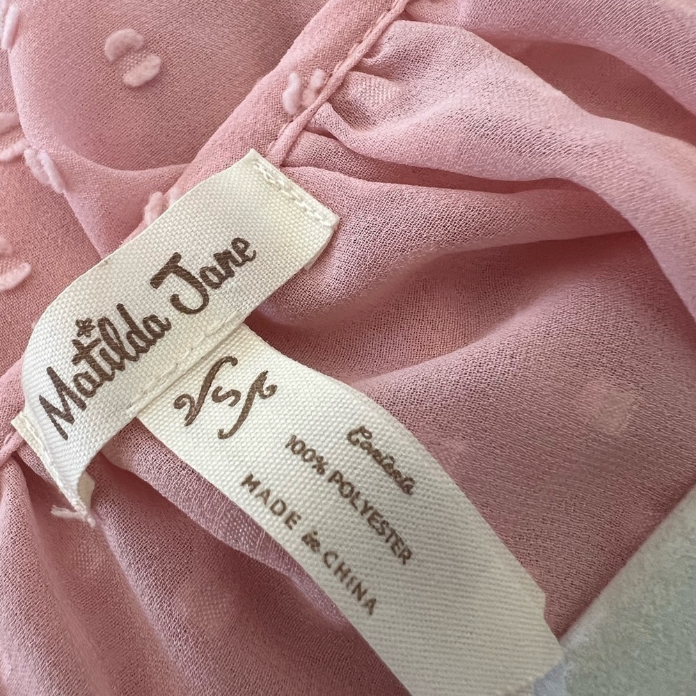 Matilda Jane Women's Sheer Swiss Dot Tunic Pullover Blouse, Small, Light Pink - Picture 7 of 7